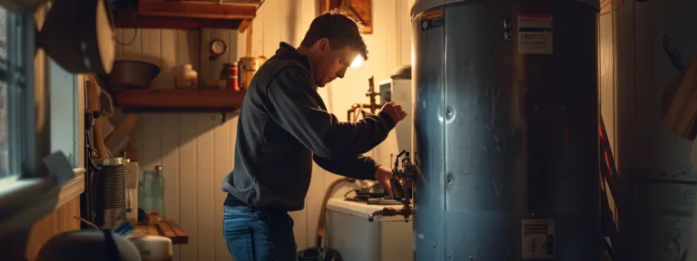 a skilled technician carefully installs a shiny, modern water heater in a cozy bend, oregon home.